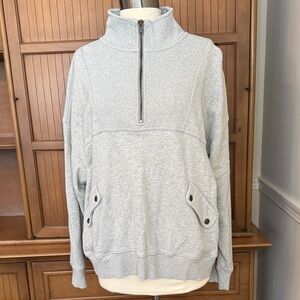 Aerie Gray Quarter-Zip Sweatshirt